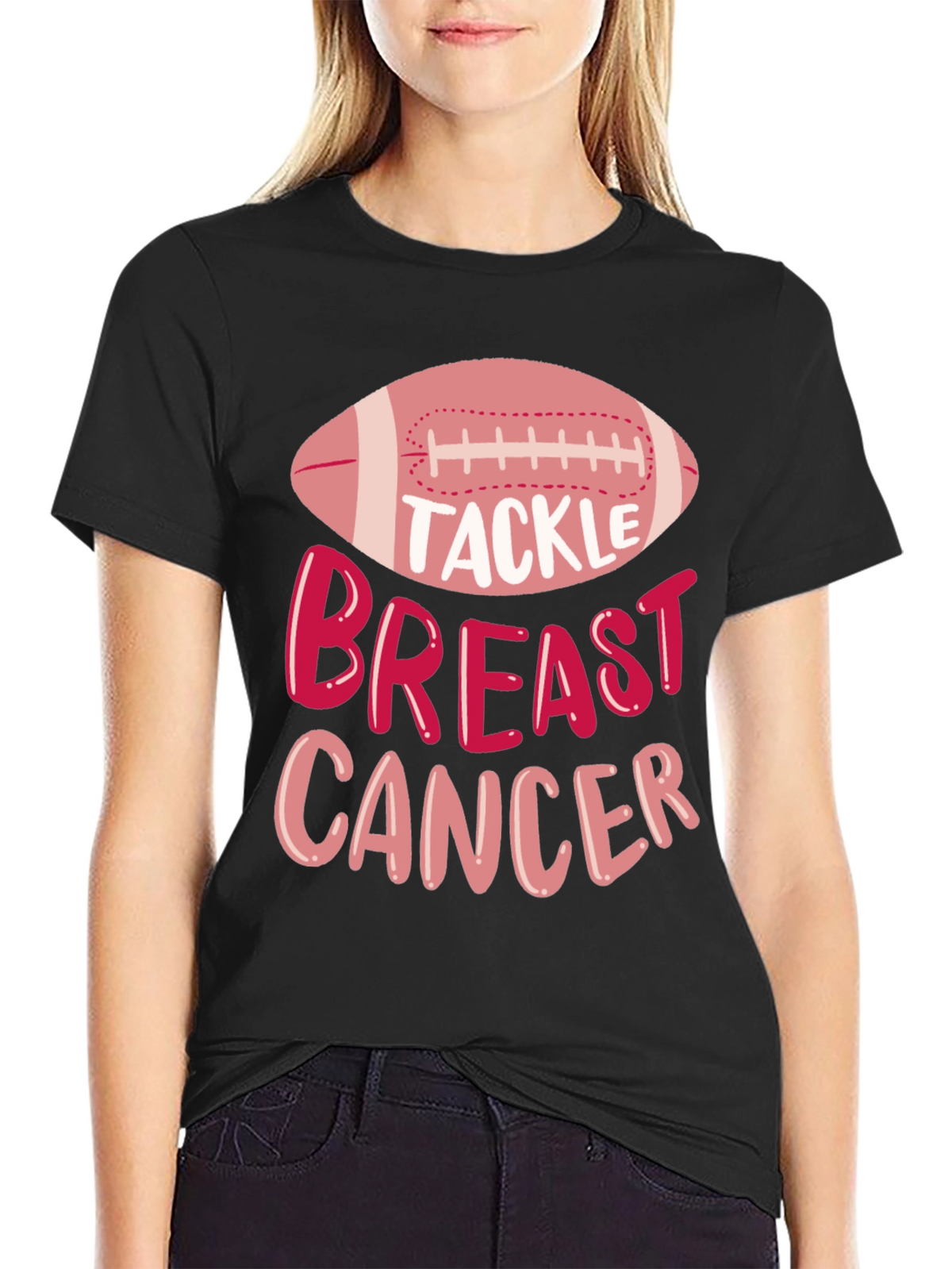 Tackle Breast Cancer Awareness Football T-Shirt