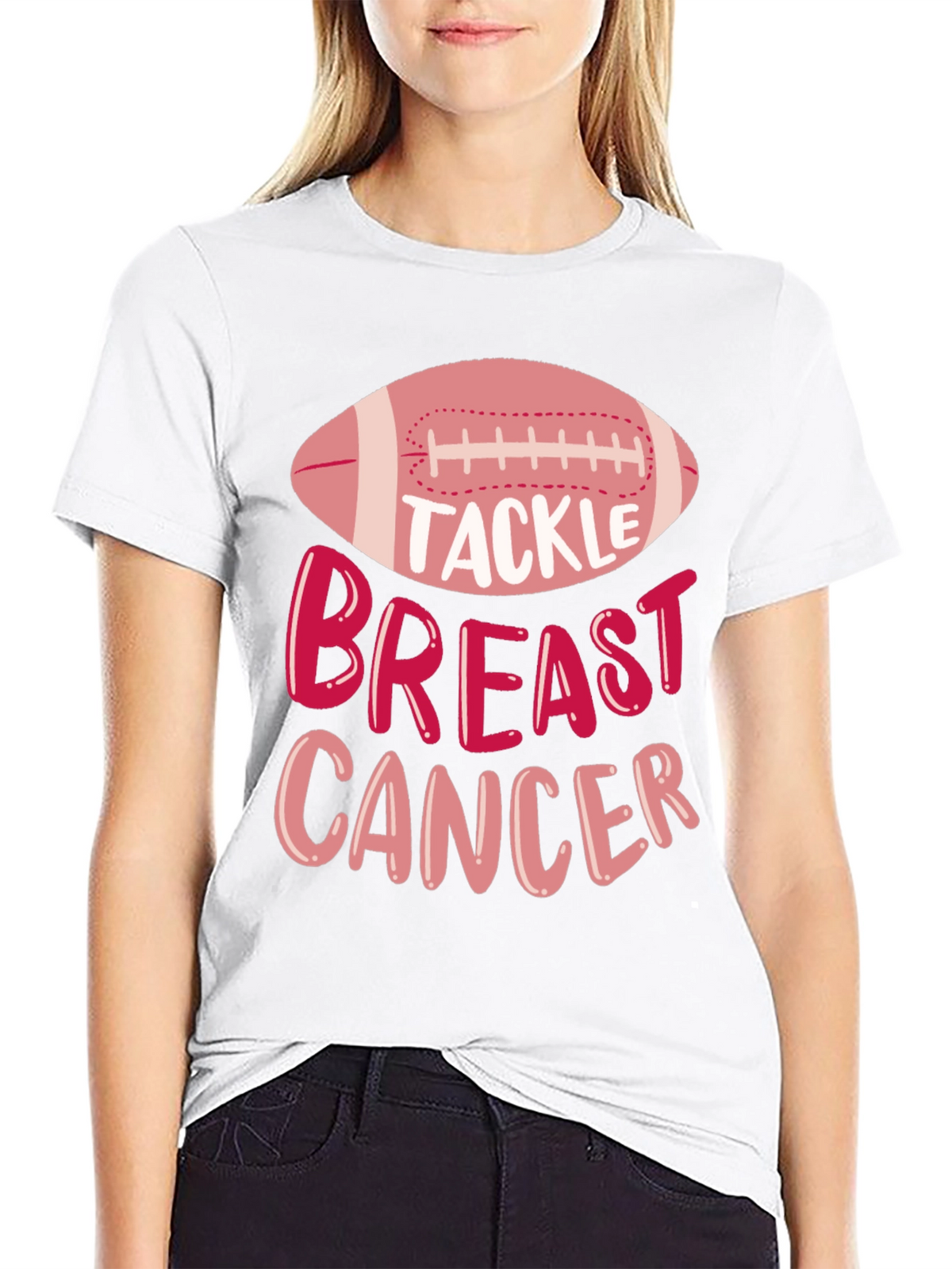 Tackle Breast Cancer Awareness Football T-Shirt
