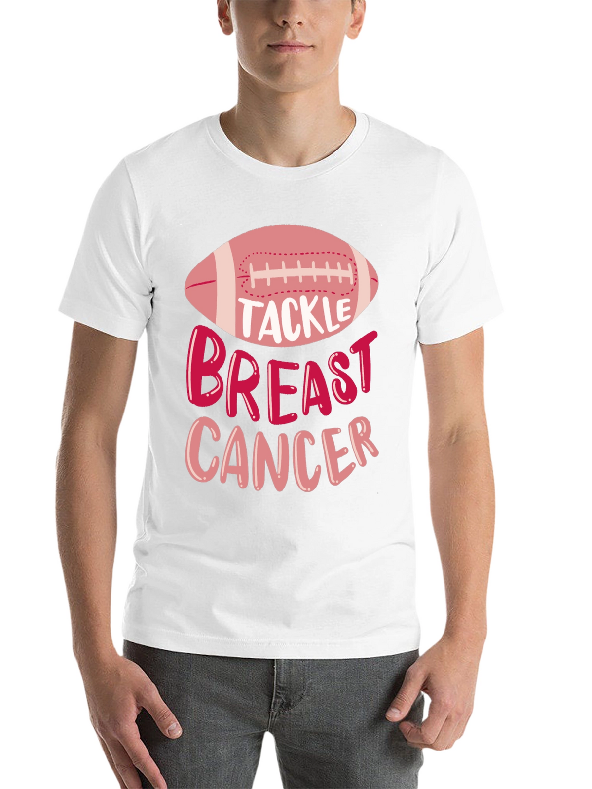 Tackle Breast Cancer Awareness Football T-Shirt