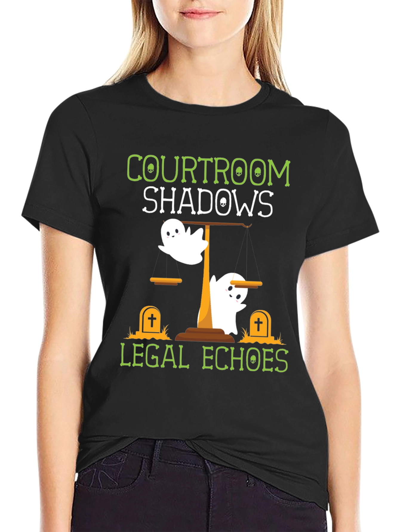 Courtroom Shadows Legal Echoes Halloween T-Shirt