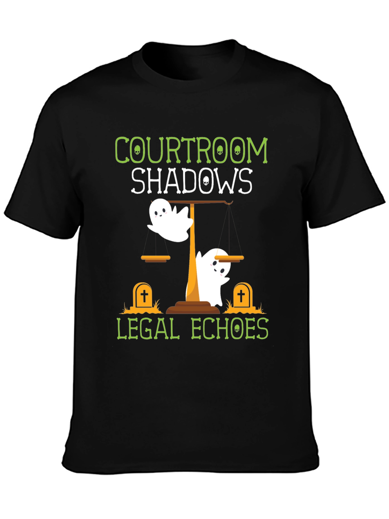 Courtroom Shadows Legal Echoes Halloween T-Shirt
