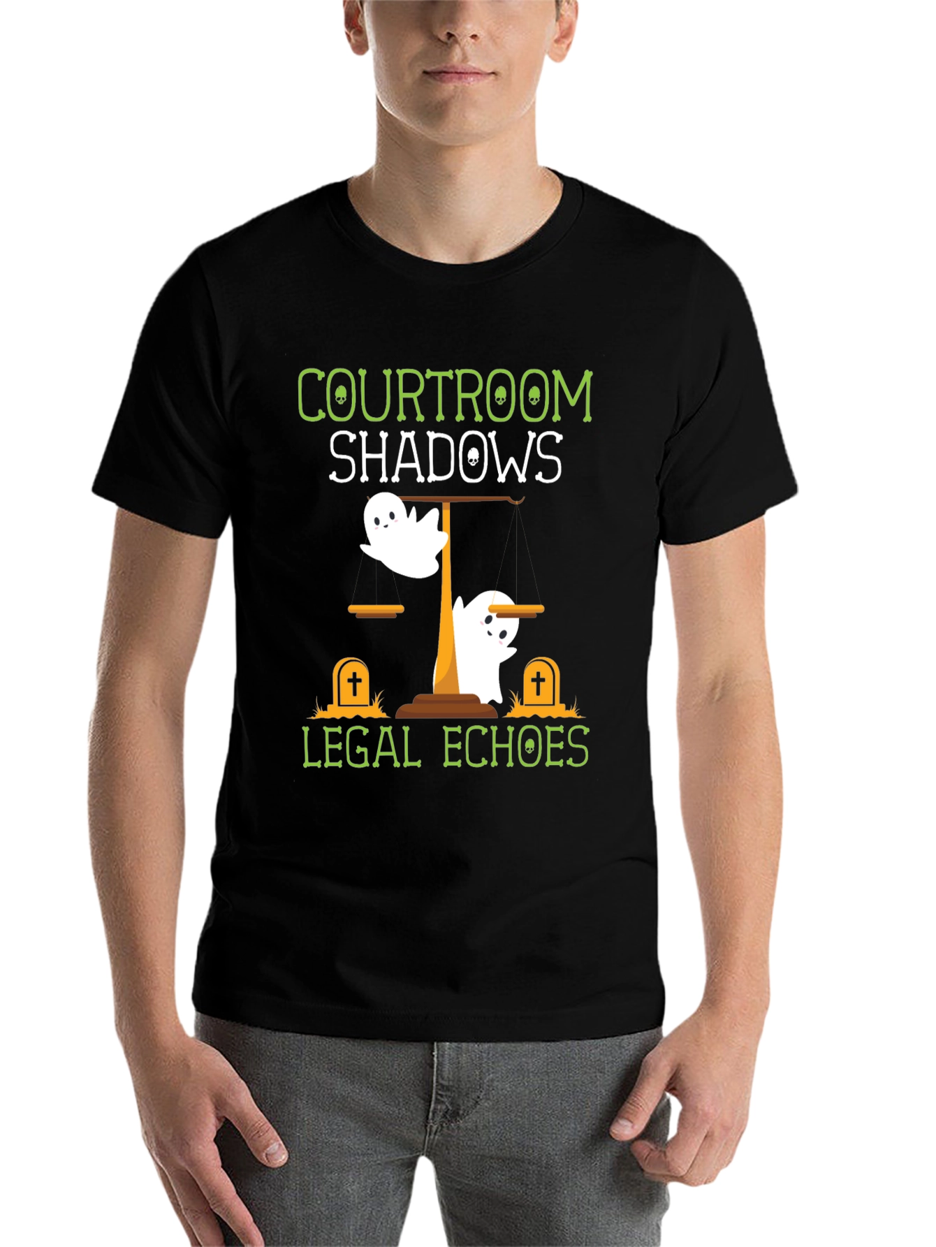 Courtroom Shadows Legal Echoes Halloween T-Shirt