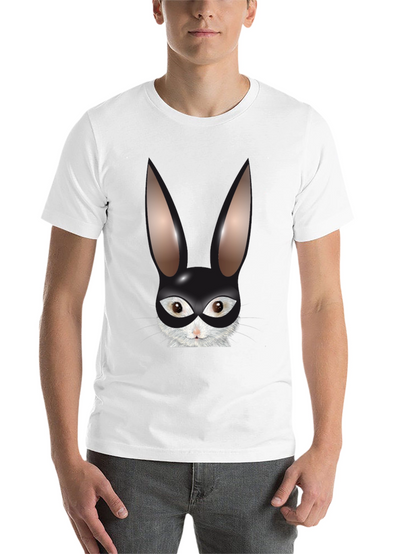 Bunny Mask Graphic Tee - Black Cotton Blend T-Shirt