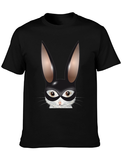 Bunny Mask Graphic Tee - Black Cotton Blend T-Shirt