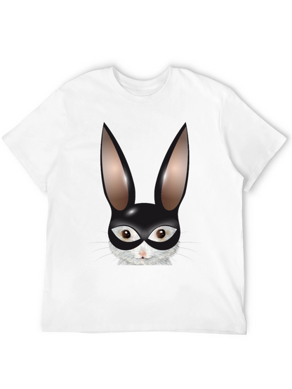 Bunny Mask Graphic Tee - Black Cotton Blend T-Shirt