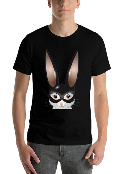 Bunny Mask Graphic Tee - Black Cotton Blend T-Shirt