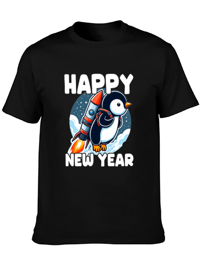 Happy New Year Penguin Rocket T-Shirt
