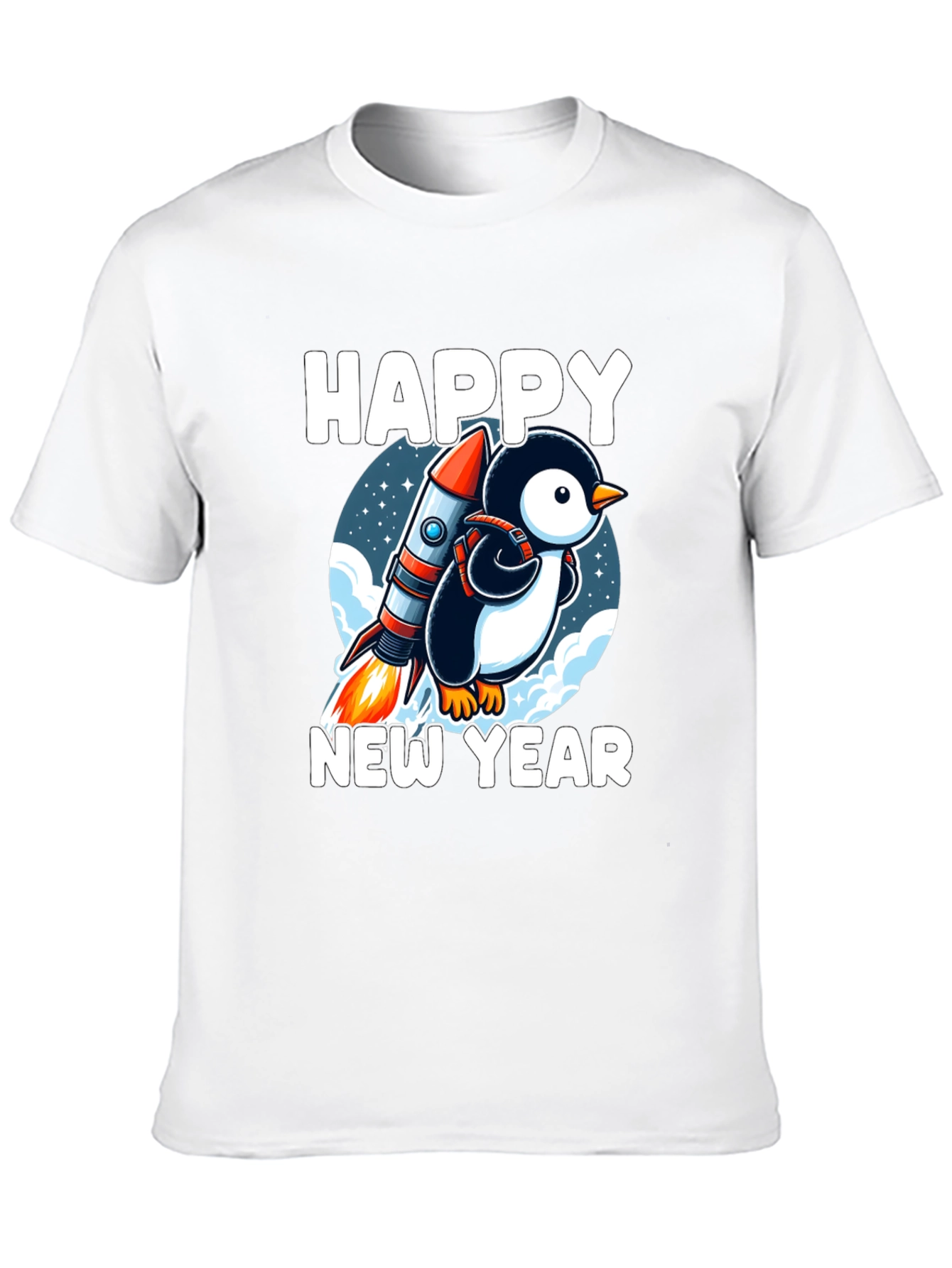 Happy New Year Penguin Rocket T-Shirt