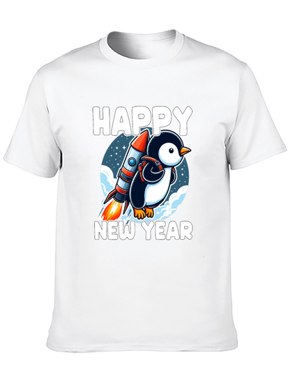 Happy New Year Penguin Rocket T-Shirt
