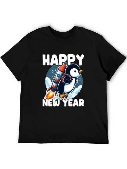 Happy New Year Penguin Rocket T-Shirt