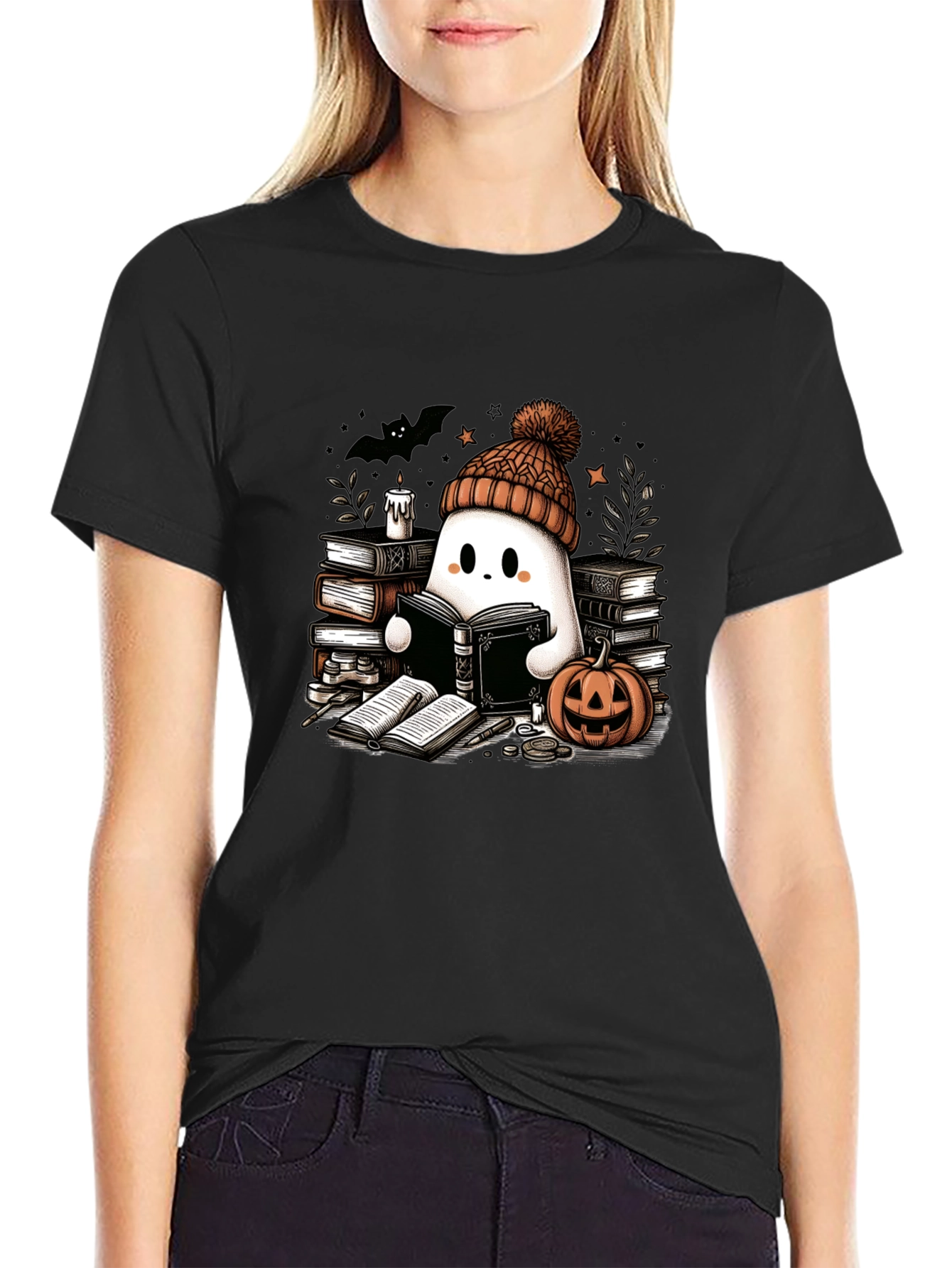 Reading Ghost T-Shirt - Cute Halloween Tee