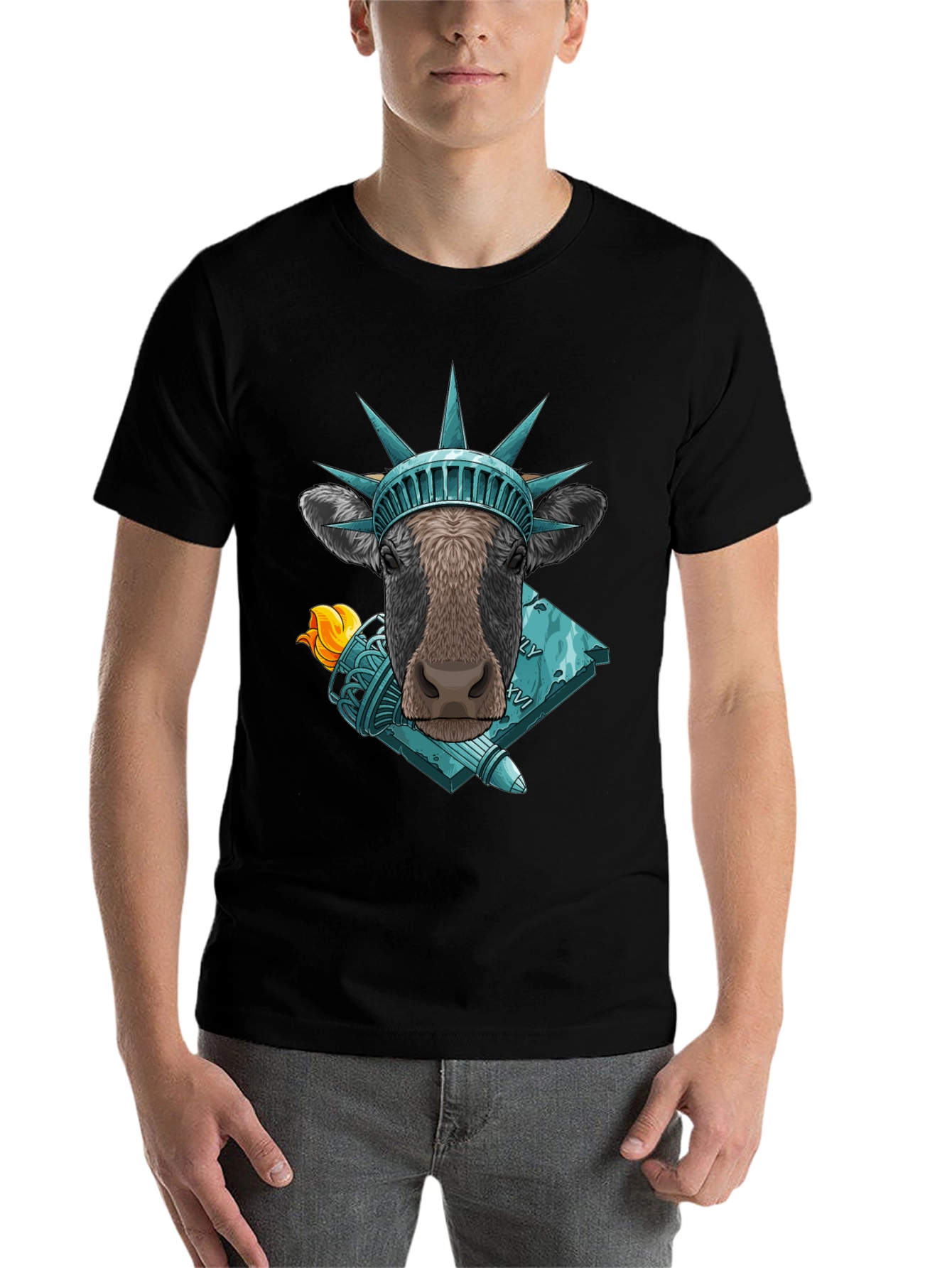 Cow Statue of Liberty Graphic Tee
