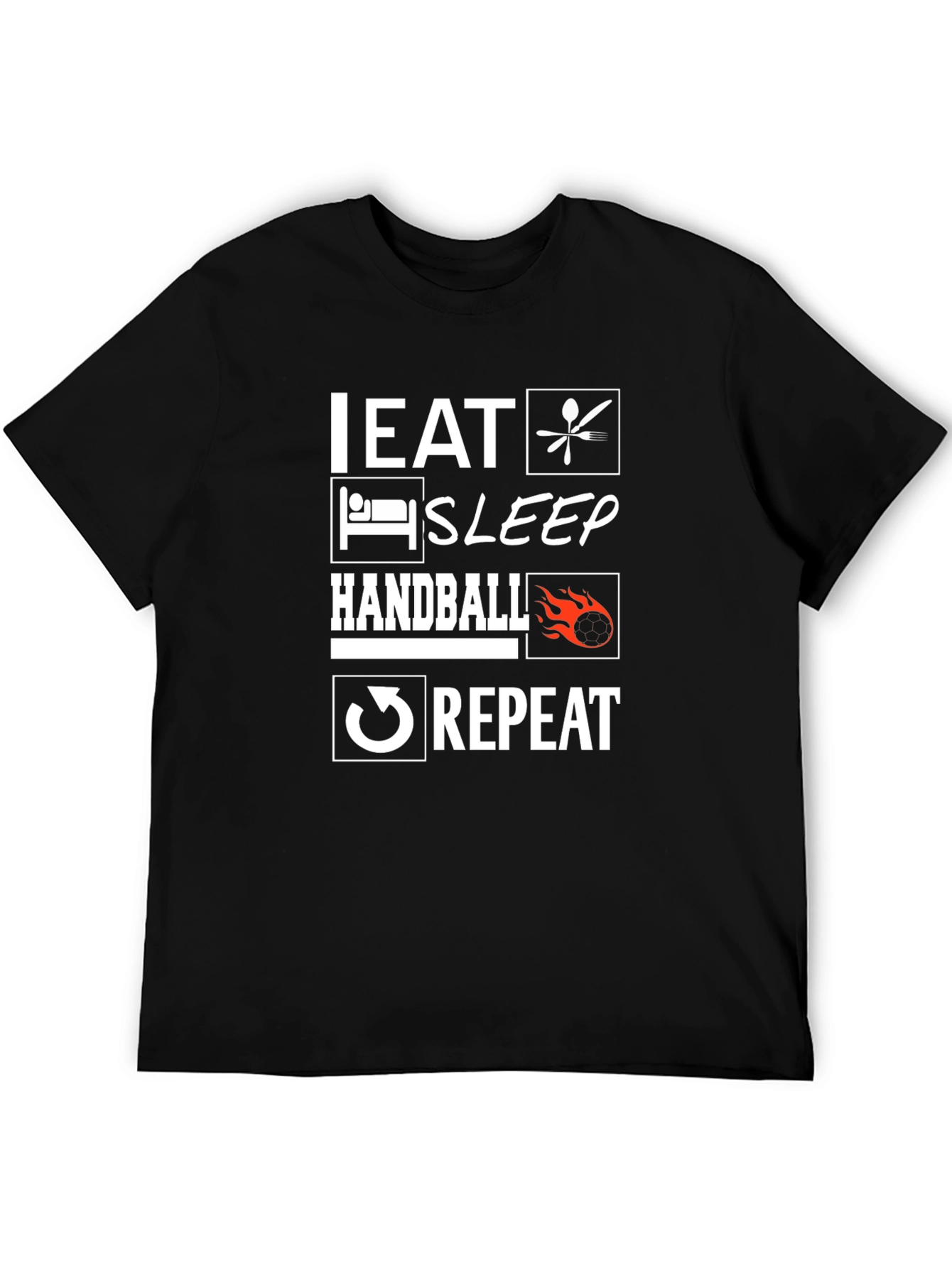 Eat Sleep Handball Repeat Black Graphic Tee