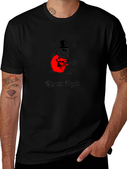 Xmas Rock Snowman Guitarist Graphic Tee