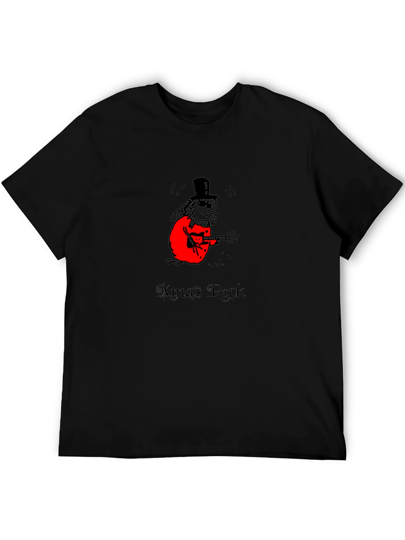 Xmas Rock Snowman Guitarist Graphic Tee