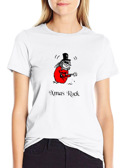Xmas Rock Snowman Guitarist Graphic Tee
