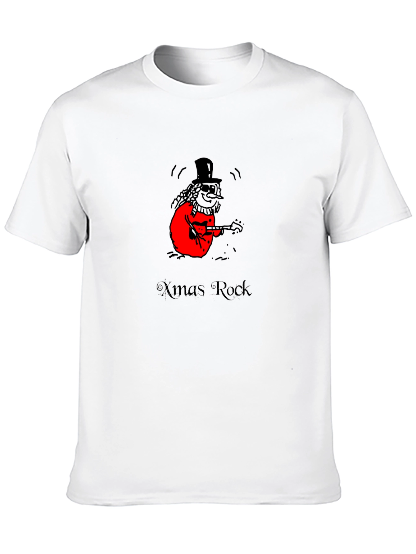 Xmas Rock Snowman Guitarist Graphic Tee