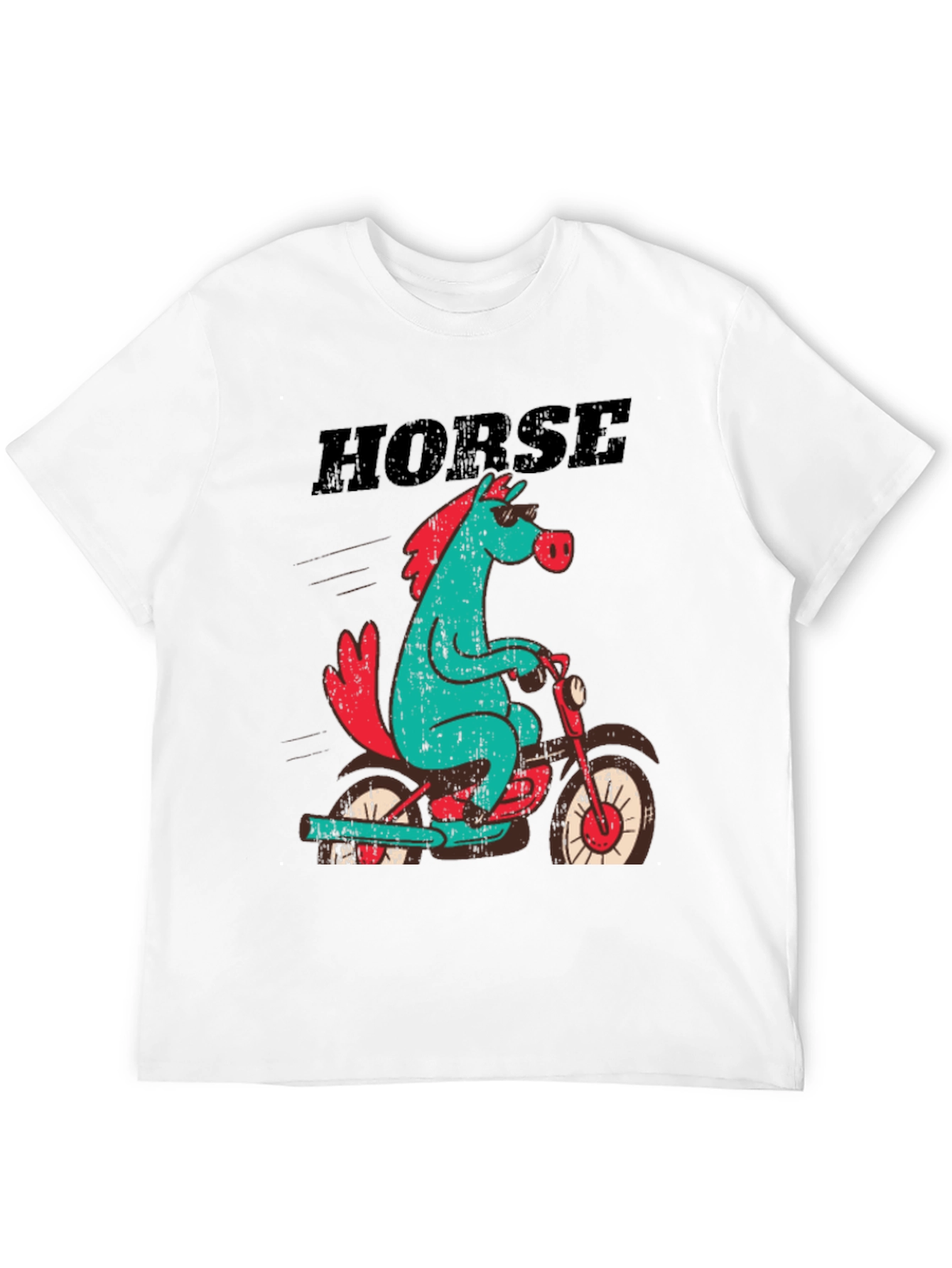 Horse on Motorcycle Graphic T-Shirt - Black