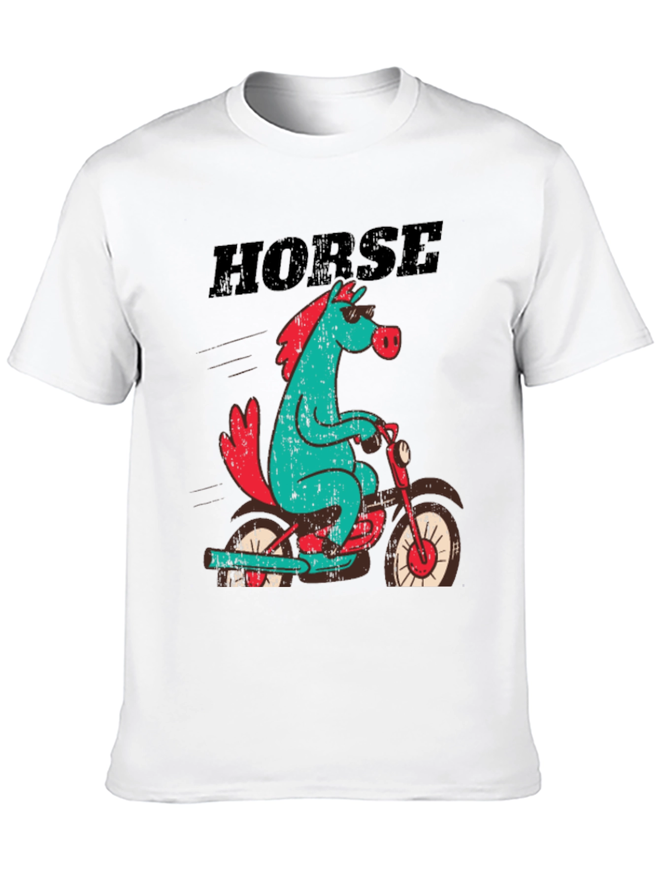 Horse on Motorcycle Graphic T-Shirt - Black