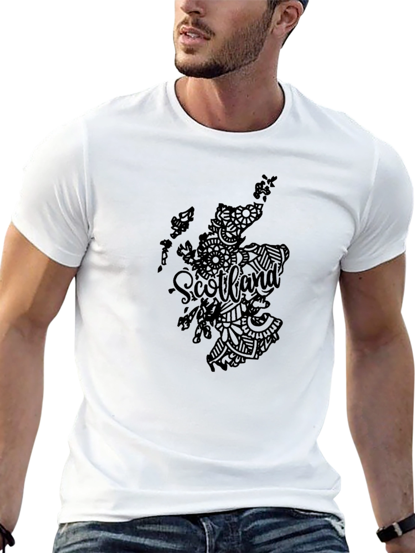 Scotland Map Graphic Black T-Shirt