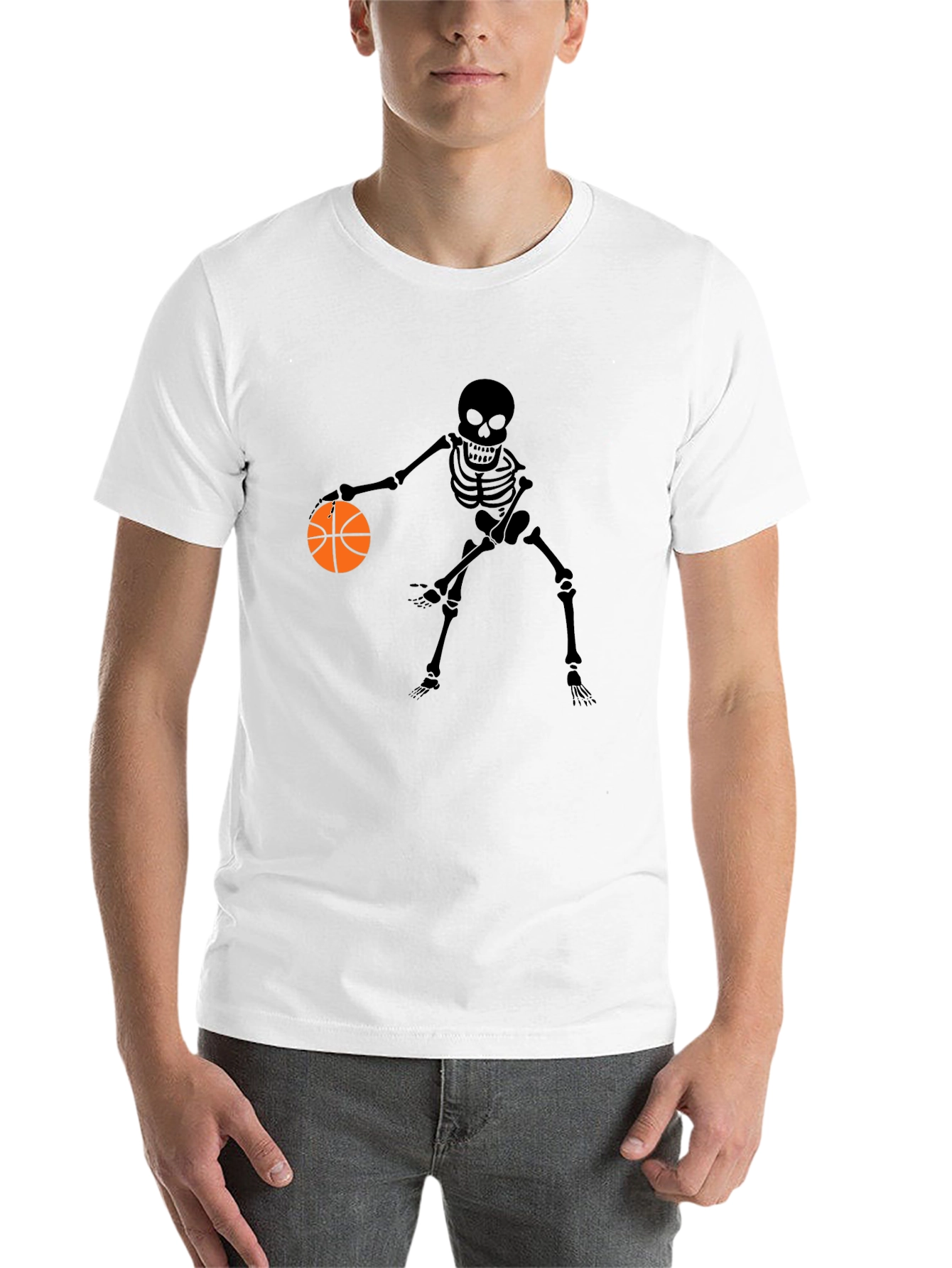Skeleton Basketball Player Graphic Tee - Black