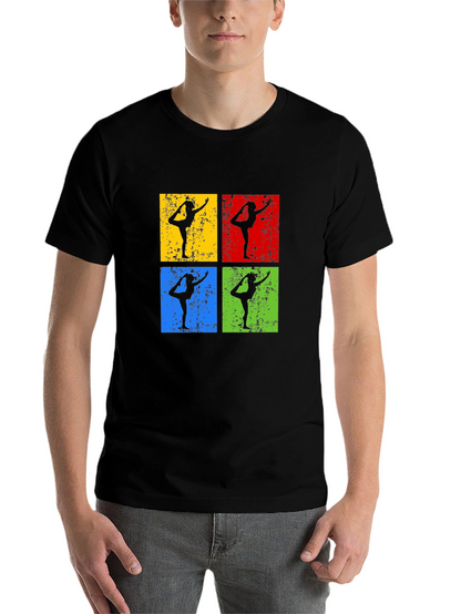 Yoga Pose Retro Style Graphic T-Shirt