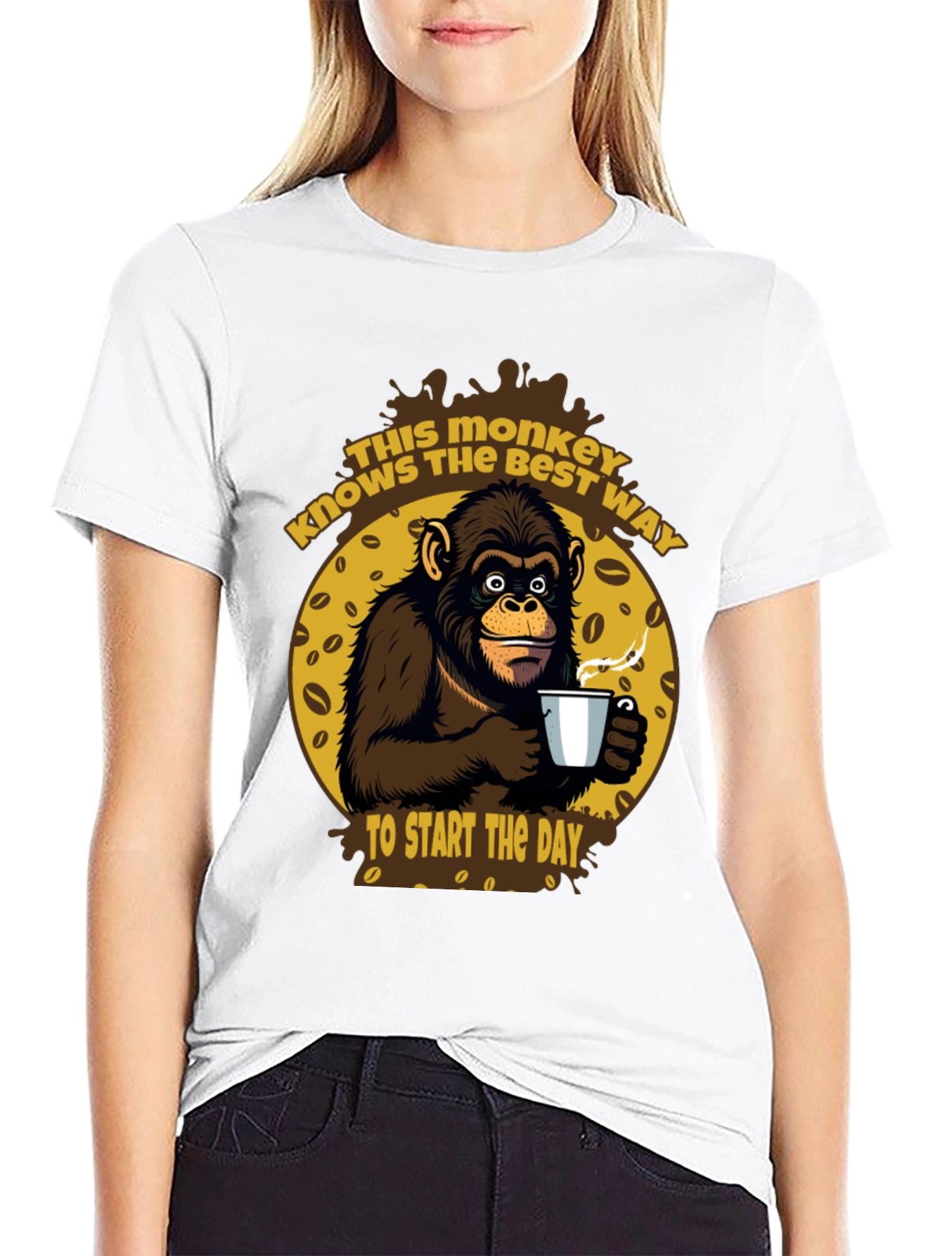 Monkey Coffee T-Shirt - Start Your Day Right!