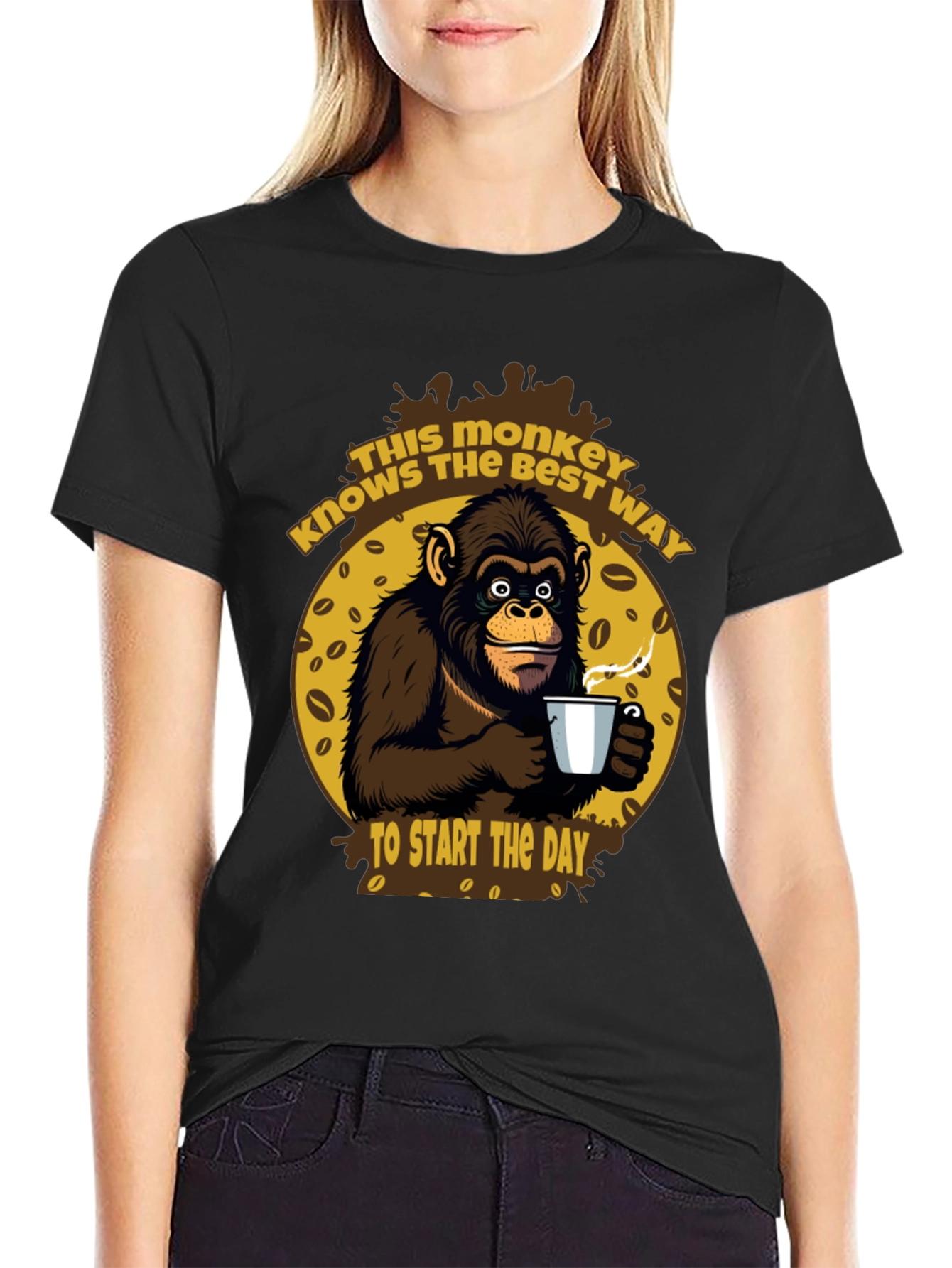 Monkey Coffee T-Shirt - Start Your Day Right!