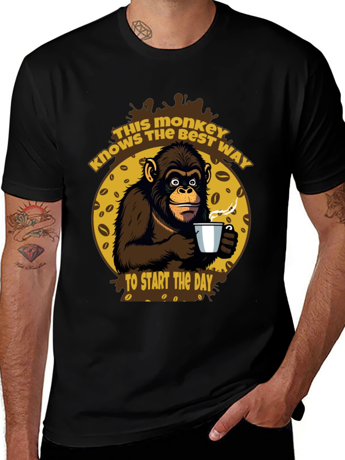 Monkey Coffee T-Shirt - Start Your Day Right!