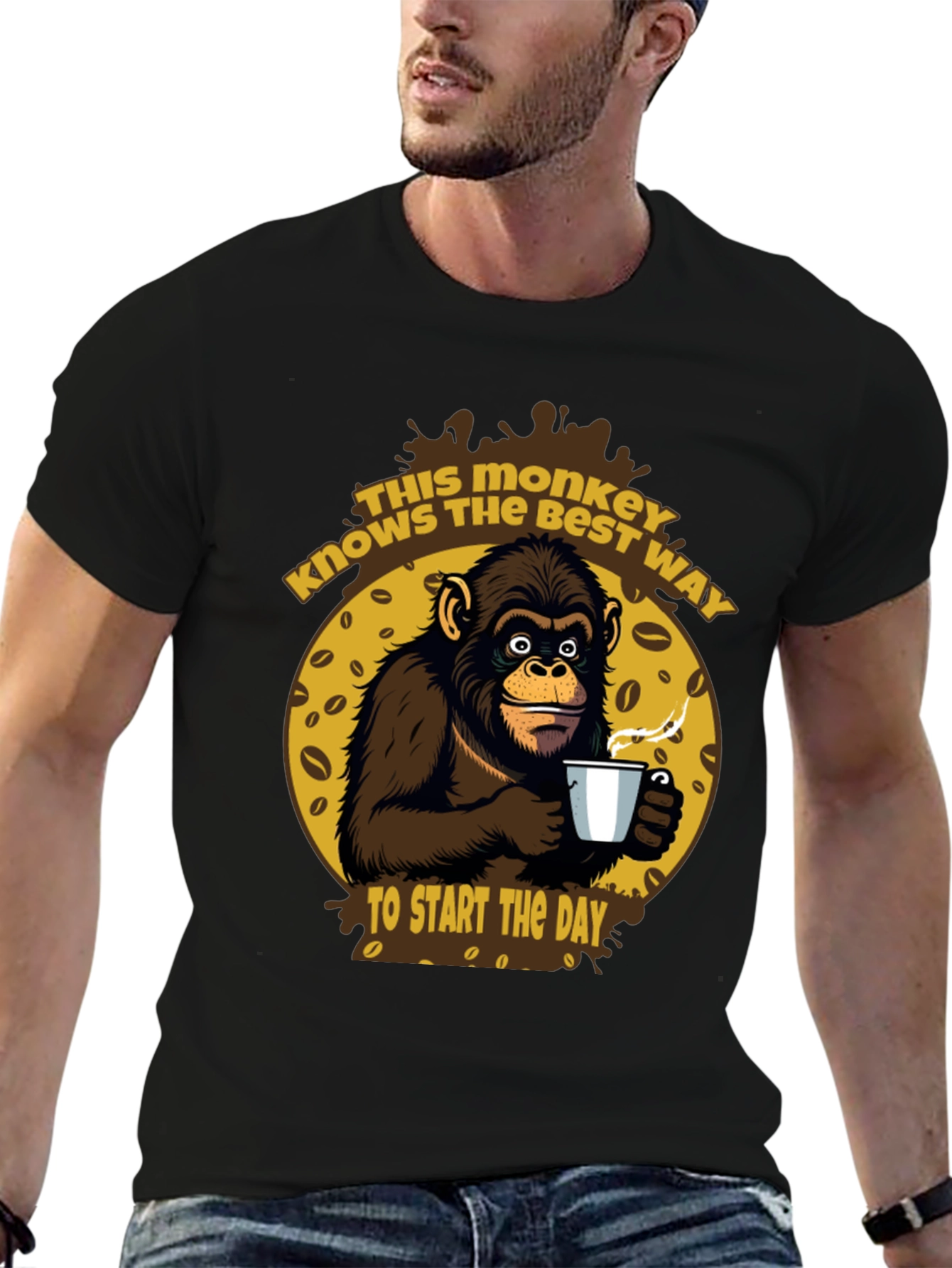 Monkey Coffee T-Shirt - Start Your Day Right!