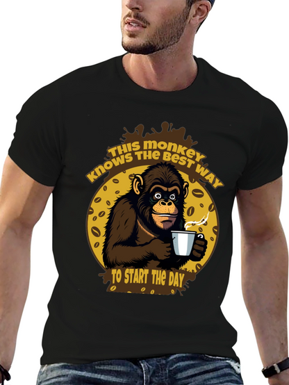 Monkey Coffee T-Shirt - Start Your Day Right!