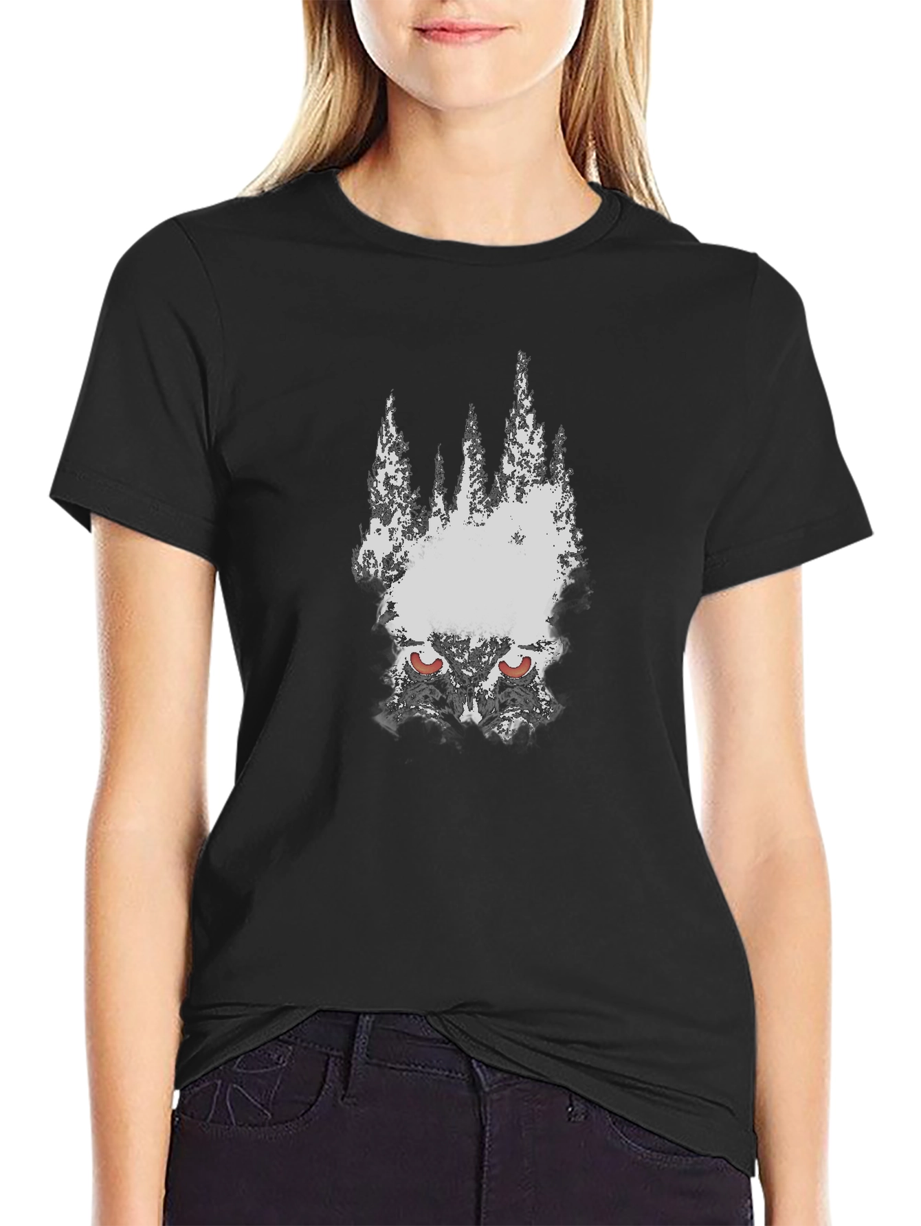 Mens Black Graphic Tee - Wolf Eyes Design