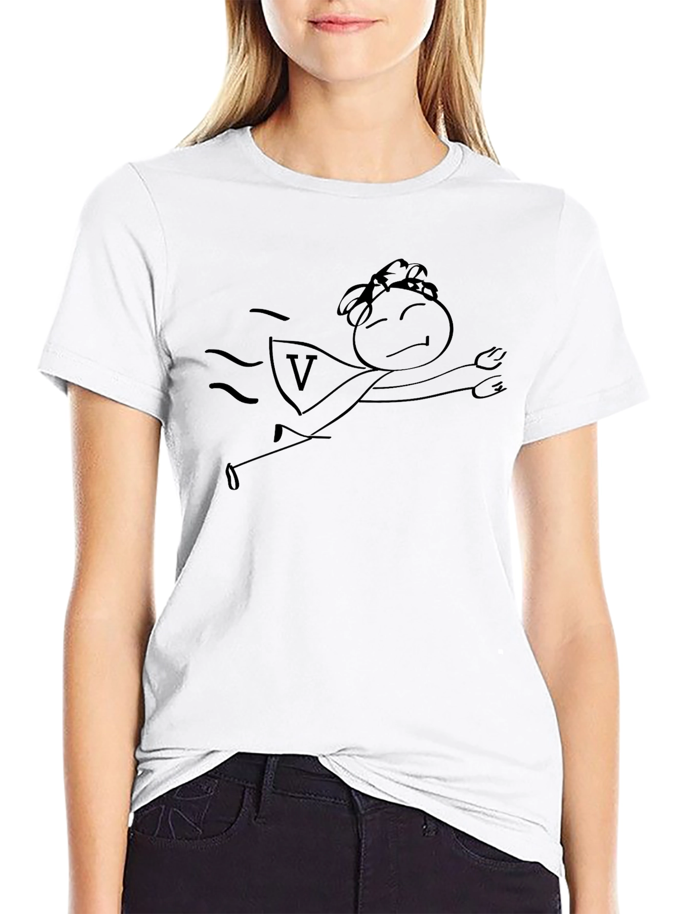 Superhero Stick Figure Black T-Shirt