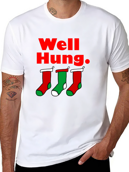 Well Hung Christmas Stockings T-Shirt