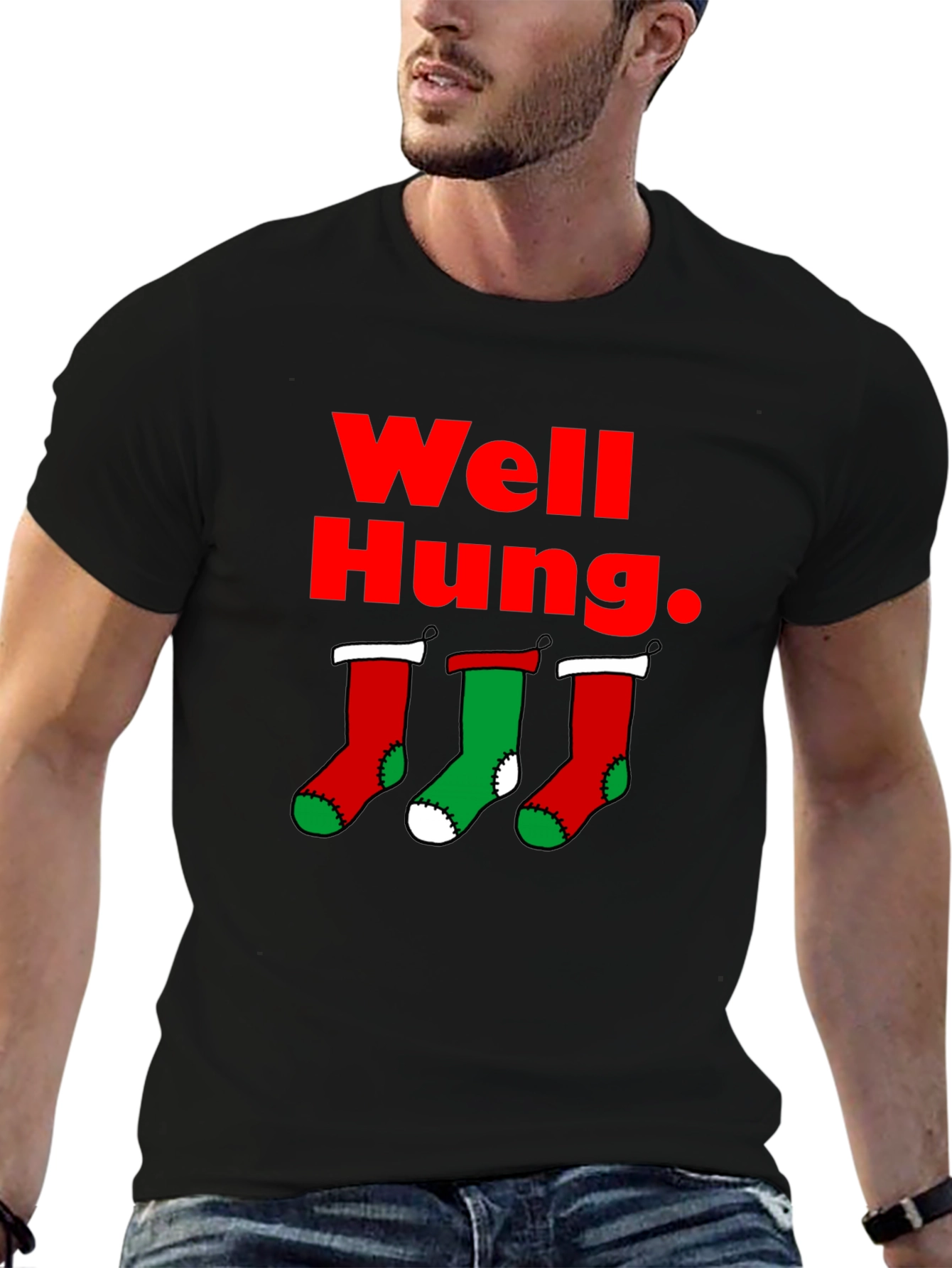 Well Hung Christmas Stockings T-Shirt
