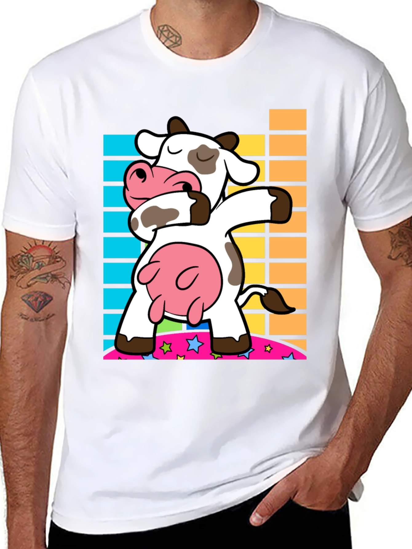 Dabbing Cow Graphic Tee - Trendy Black Shirt