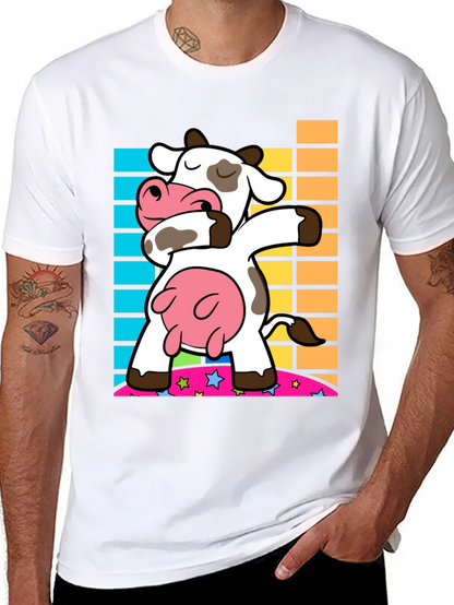 Dabbing Cow Graphic Tee - Trendy Black Shirt