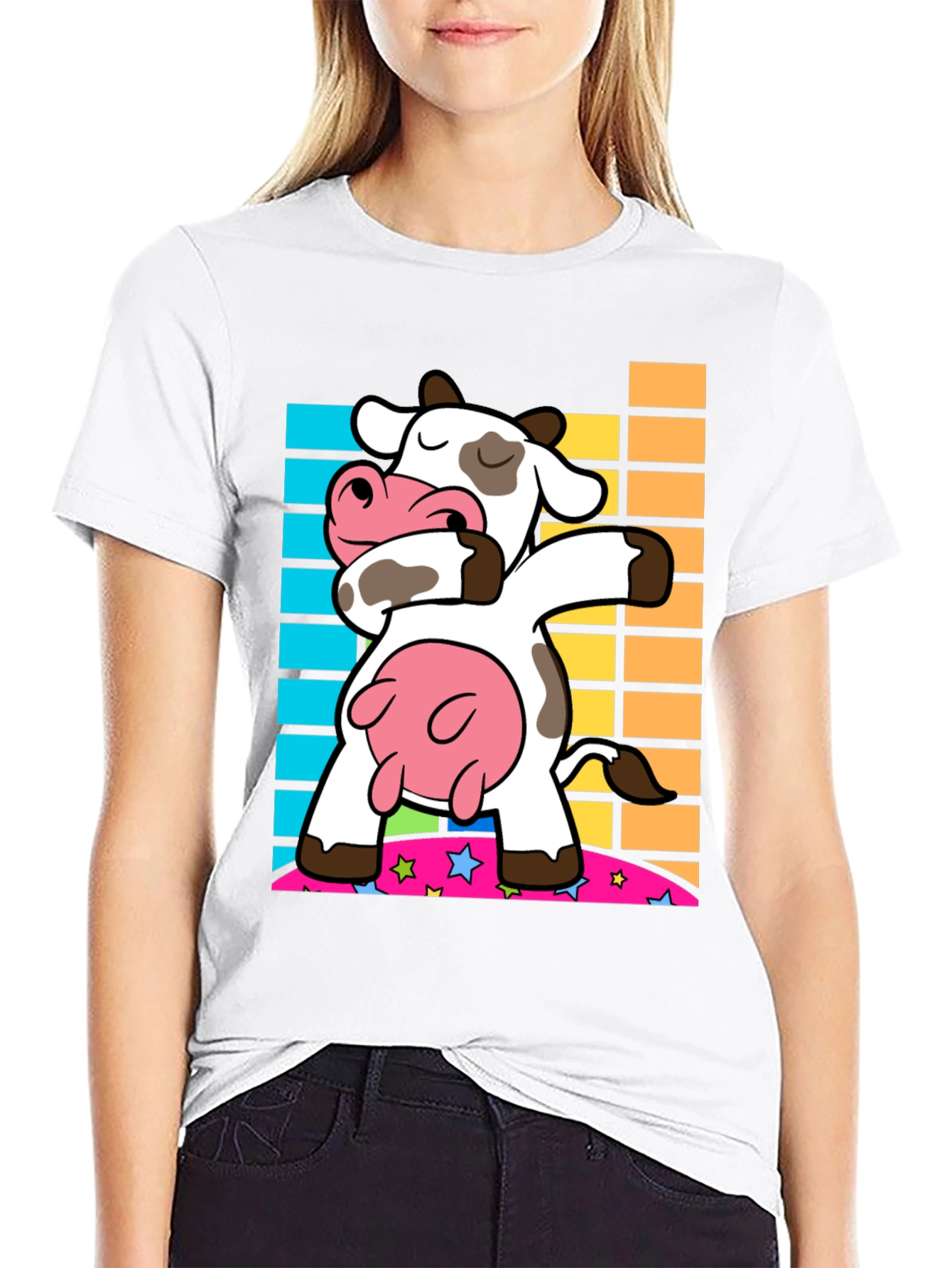 Dabbing Cow Graphic Tee - Trendy Black Shirt