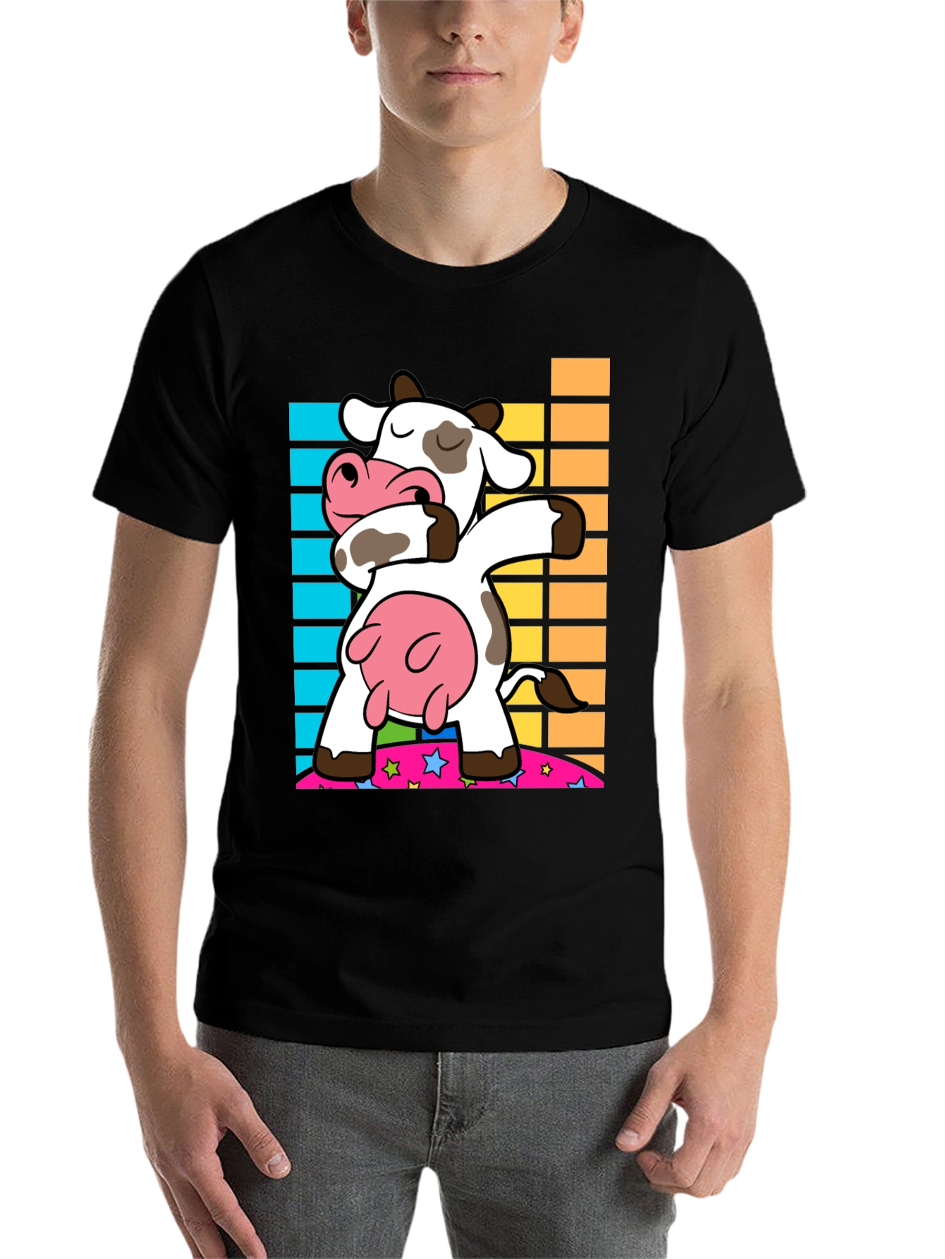 Dabbing Cow Graphic Tee - Trendy Black Shirt