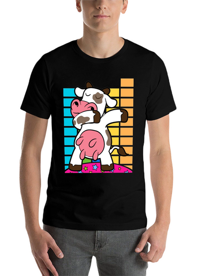 Dabbing Cow Graphic Tee - Trendy Black Shirt