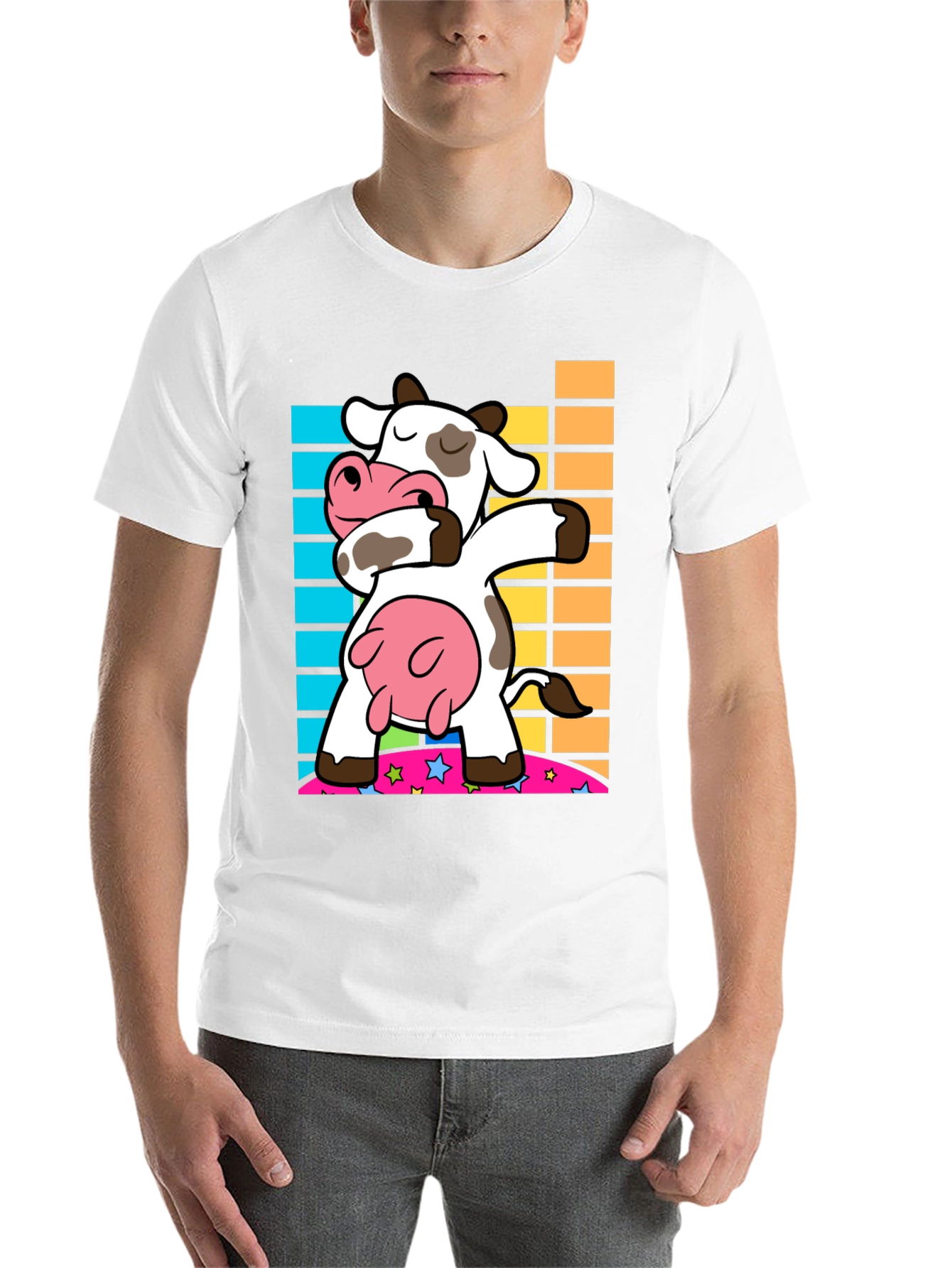 Dabbing Cow Graphic Tee - Trendy Black Shirt