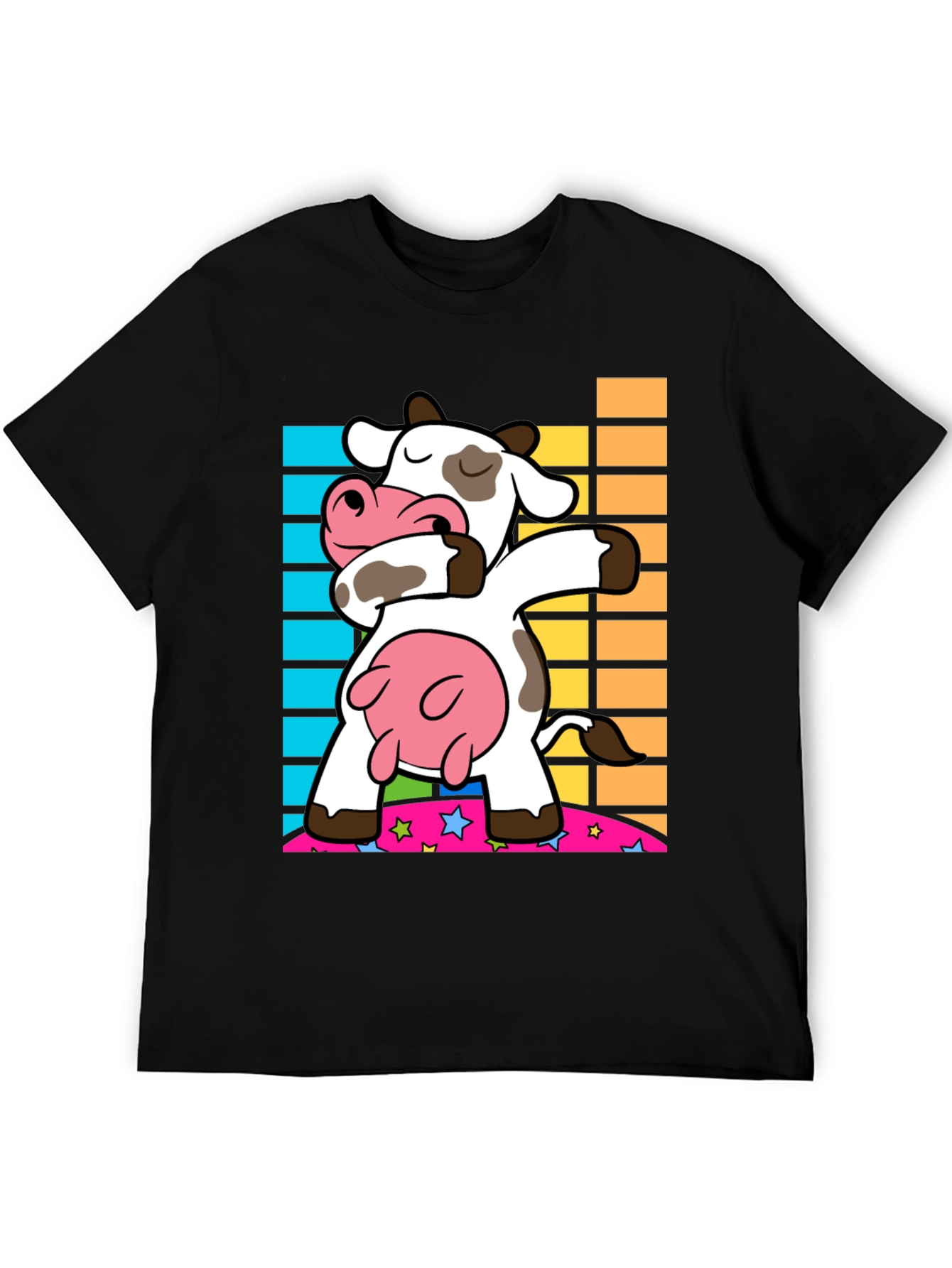 Dabbing Cow Graphic Tee - Trendy Black Shirt