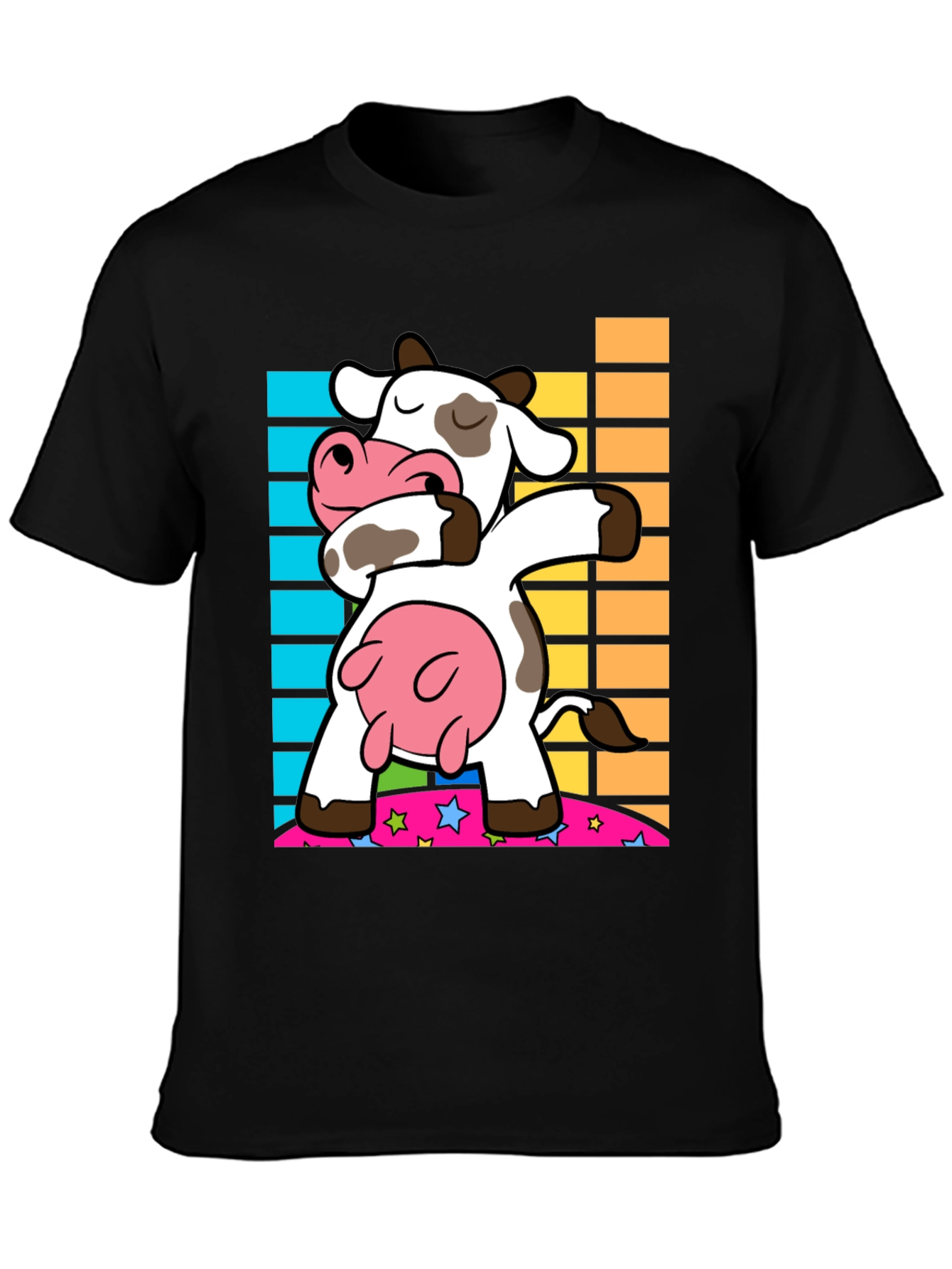 Dabbing Cow Graphic Tee - Trendy Black Shirt