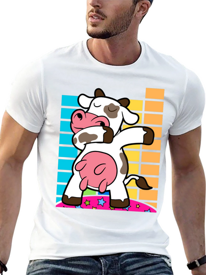 Dabbing Cow Graphic Tee - Trendy Black Shirt