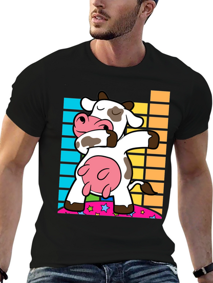 Dabbing Cow Graphic Tee - Trendy Black Shirt