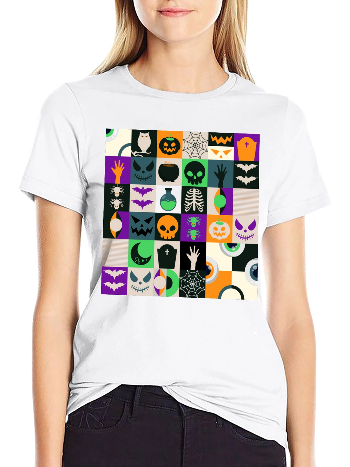 Halloween Pattern Black T-Shirt