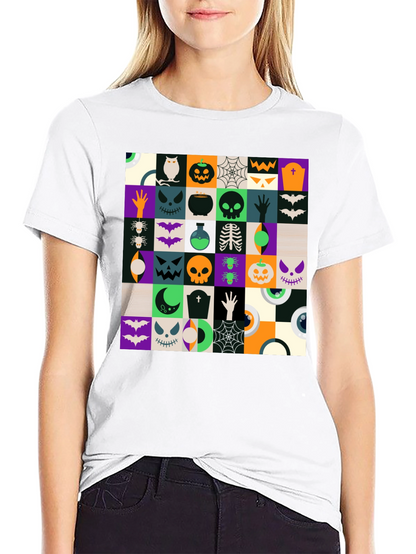 Halloween Pattern Black T-Shirt