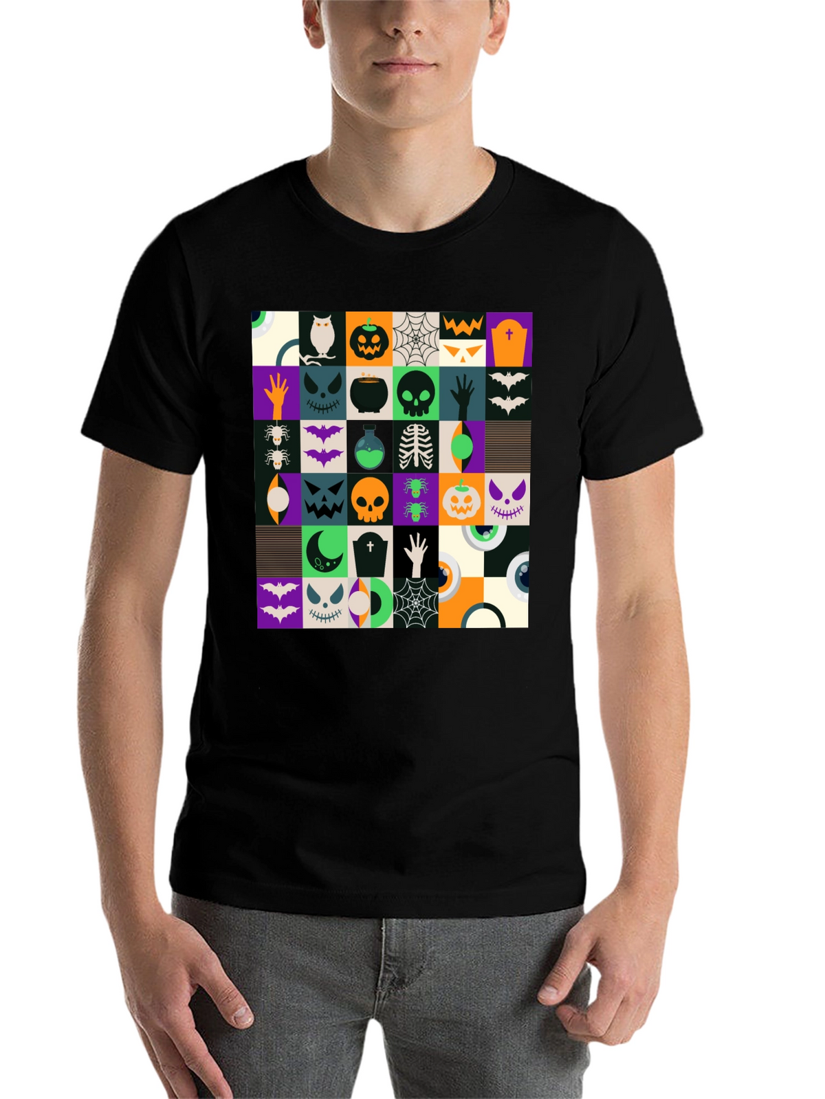 Halloween Pattern Black T-Shirt