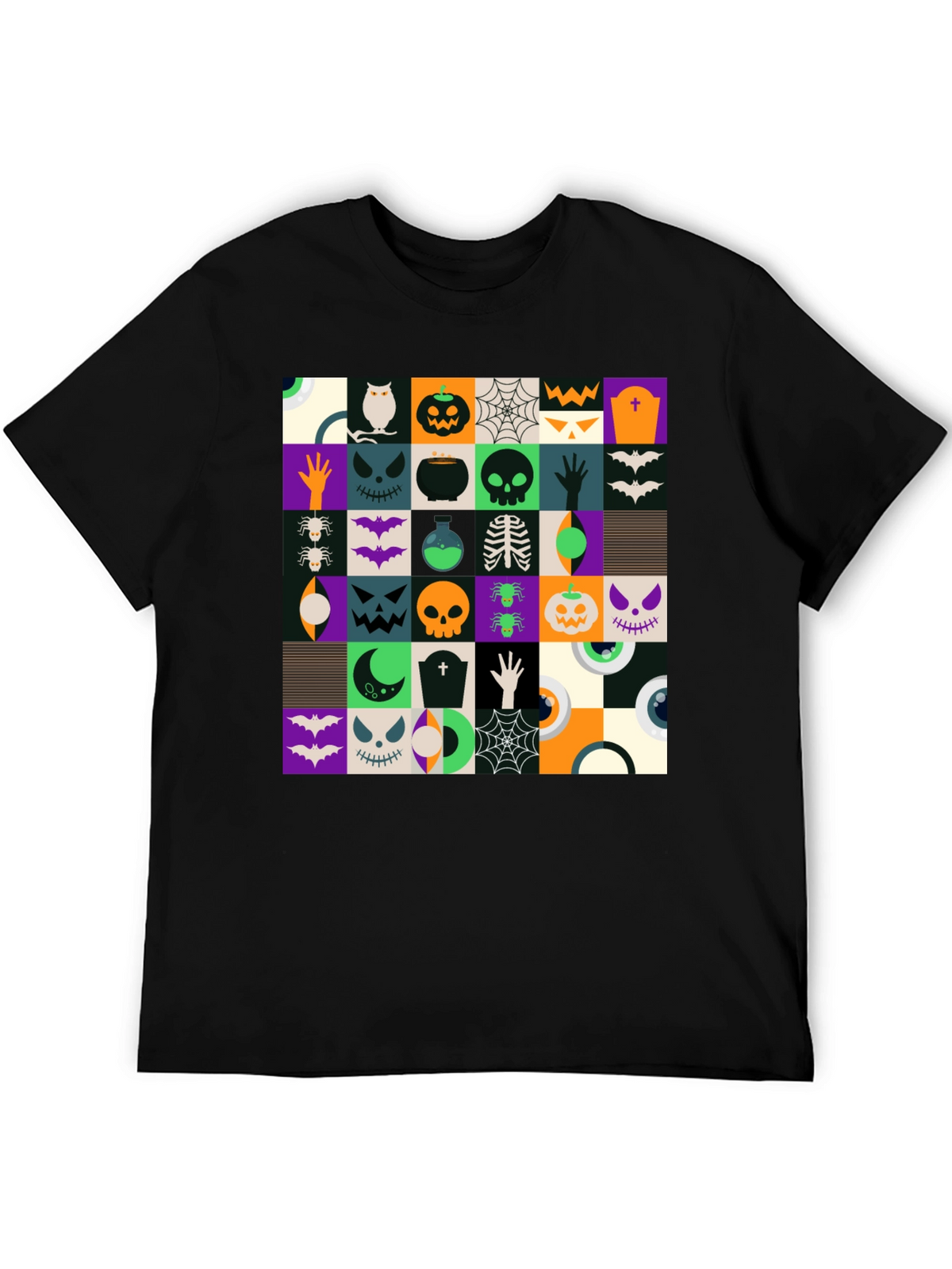 Halloween Pattern Black T-Shirt