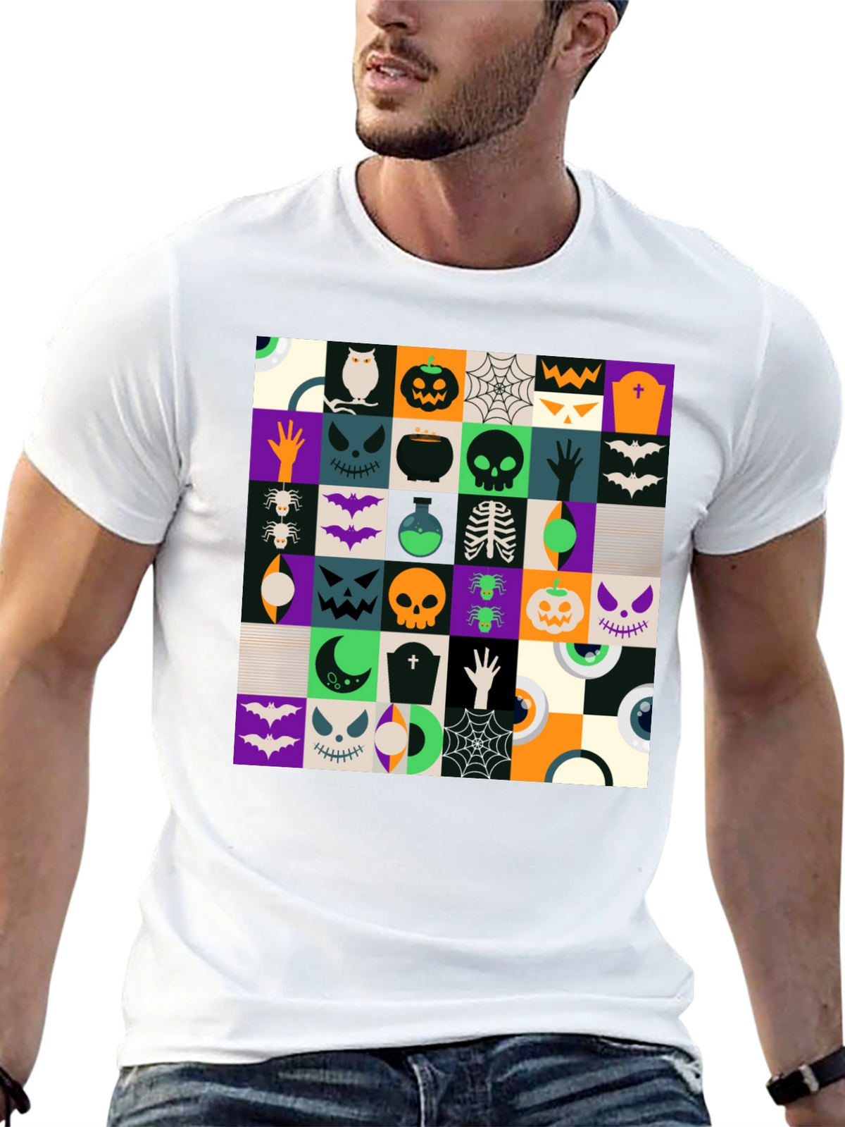 Halloween Pattern Black T-Shirt
